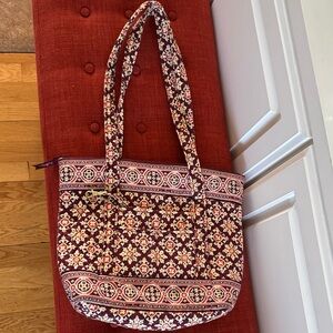 Vera Bradley Burgundy and Cream Floral Tote